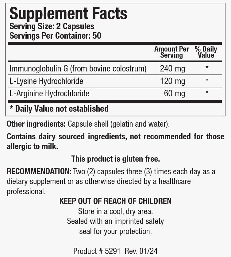 Close-up of Immuno-gG capsules indicating gut health support