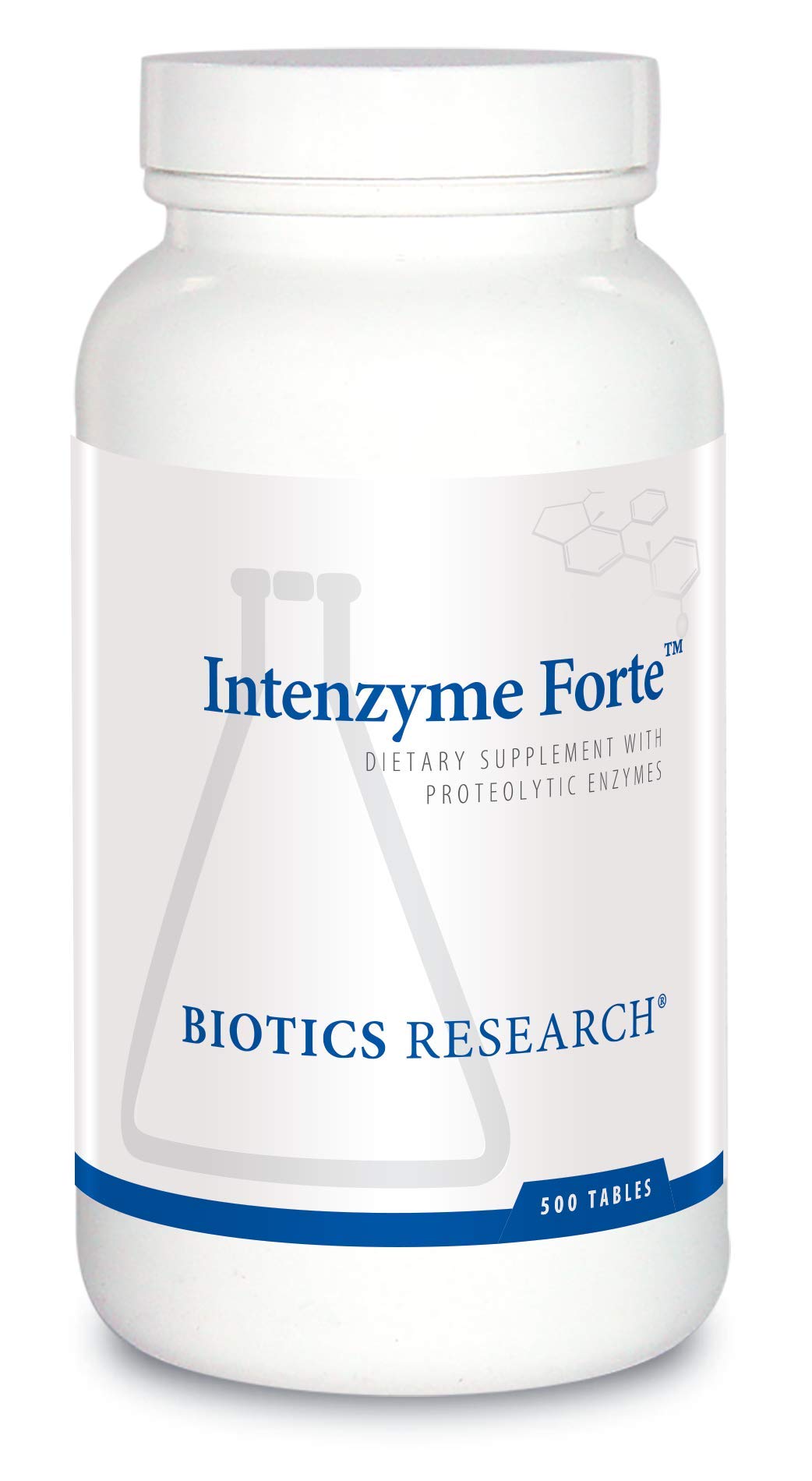 Biotics Research Intenzyme Forte tablets — hero image, supporting digestive comfort.
