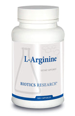 Biotics Research L-Arginine bottle image showing capsules for athletic support
