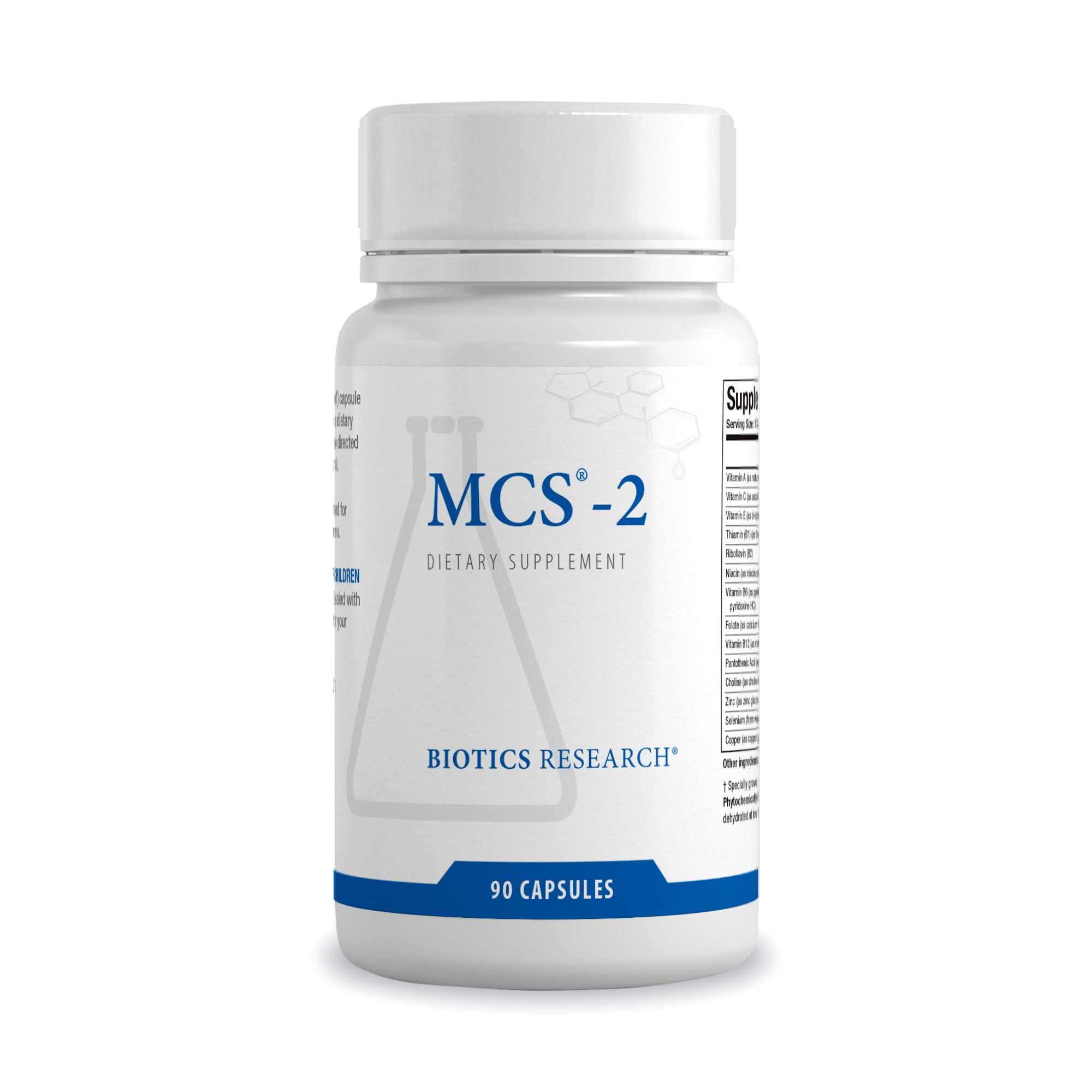 Biotics Research MCS-2 bottle label showing liver-supporting formula for daily wellness