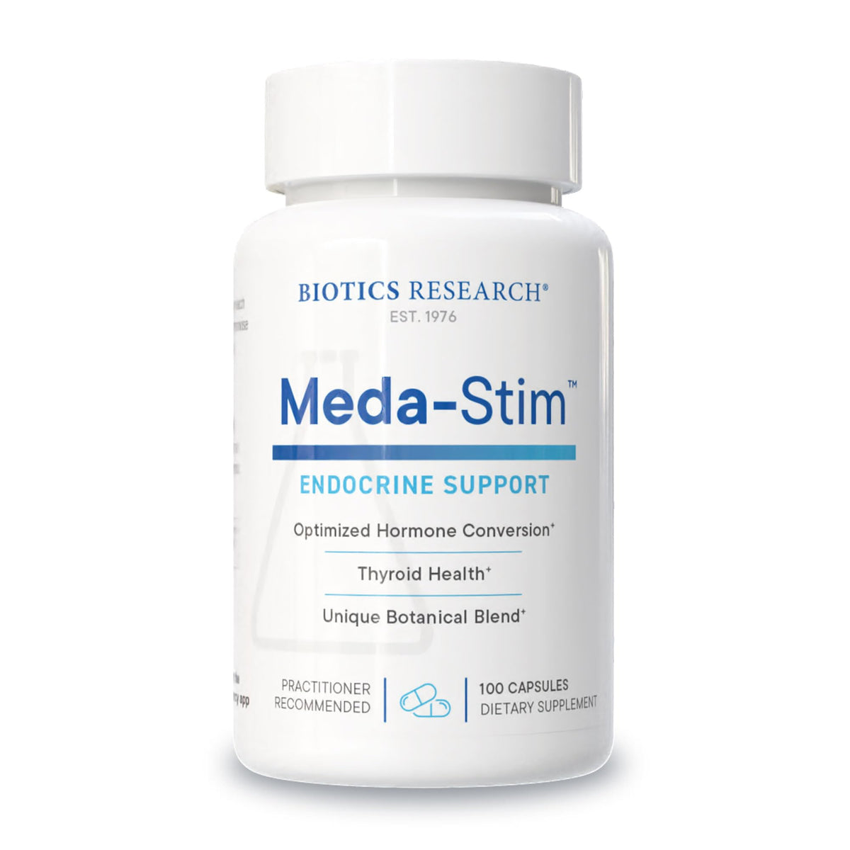 Biotics Research Meda-Stim bottle front for thyroid support and metabolic maintenance.