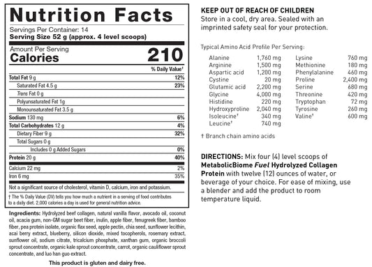BIOTICS RESEARCH MetabolicBiome Fuel scoop for precise 20 g protein portions.