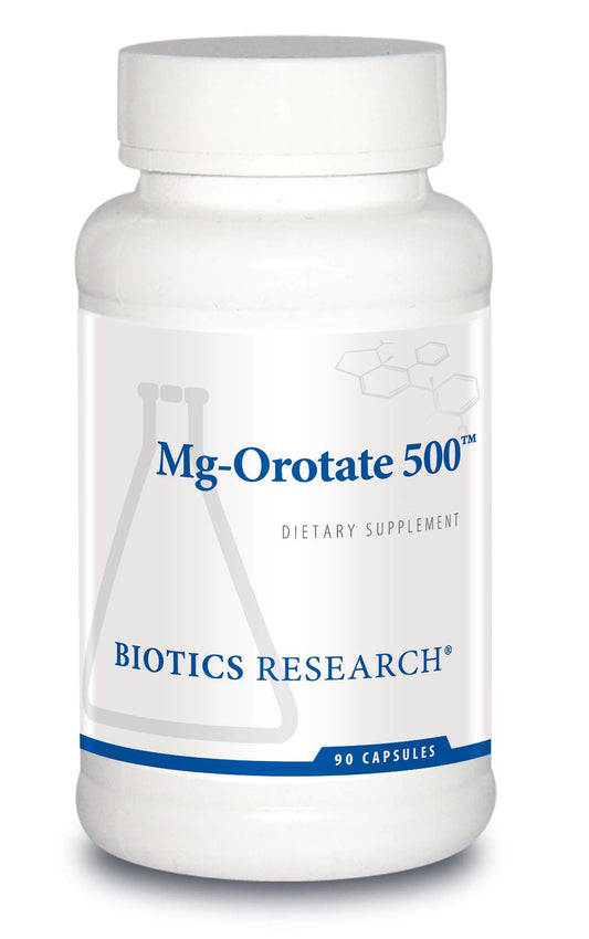 Biotics Research Mg Orotate 500mg bottle may support heart health.