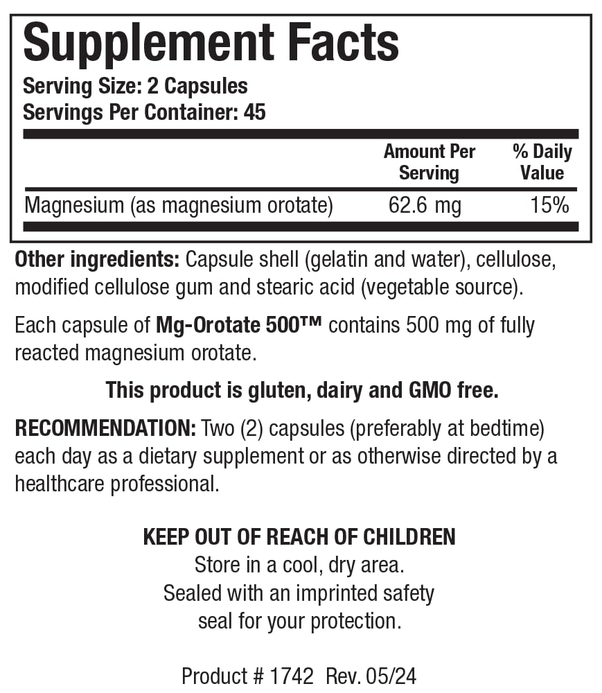 Biotics Research Mg Orotate 500mg capsules may promote relaxation.