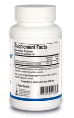 Close-up of Mg Orotate 500mg label showing sleep and muscle comfort notes.