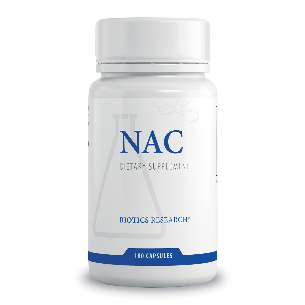 Biotics Research NAC 500mg bottle front highlighting glutathione support potential