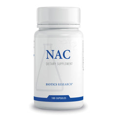 Biotics Research NAC 500mg bottle front highlighting glutathione support potential