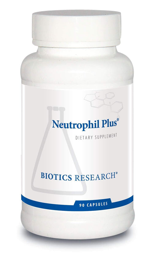 Biotics Research Neutrophil Plus front label showing packaging for daily immune support