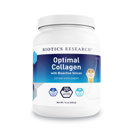 Biotics Research Optimal Collagen bottle with scoop for easy mixing and joint-support potential