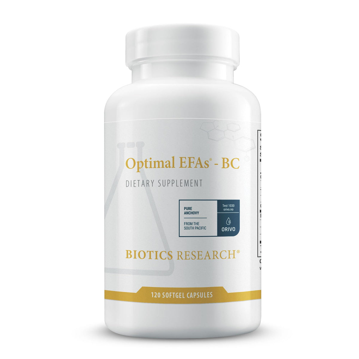 Biotics Research Optimal EFAs-BC bottle front showing a heart-healthy omega blend