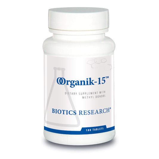 Biotics Research Organik-15 bottle with natural methyl donors blend for daily energy support