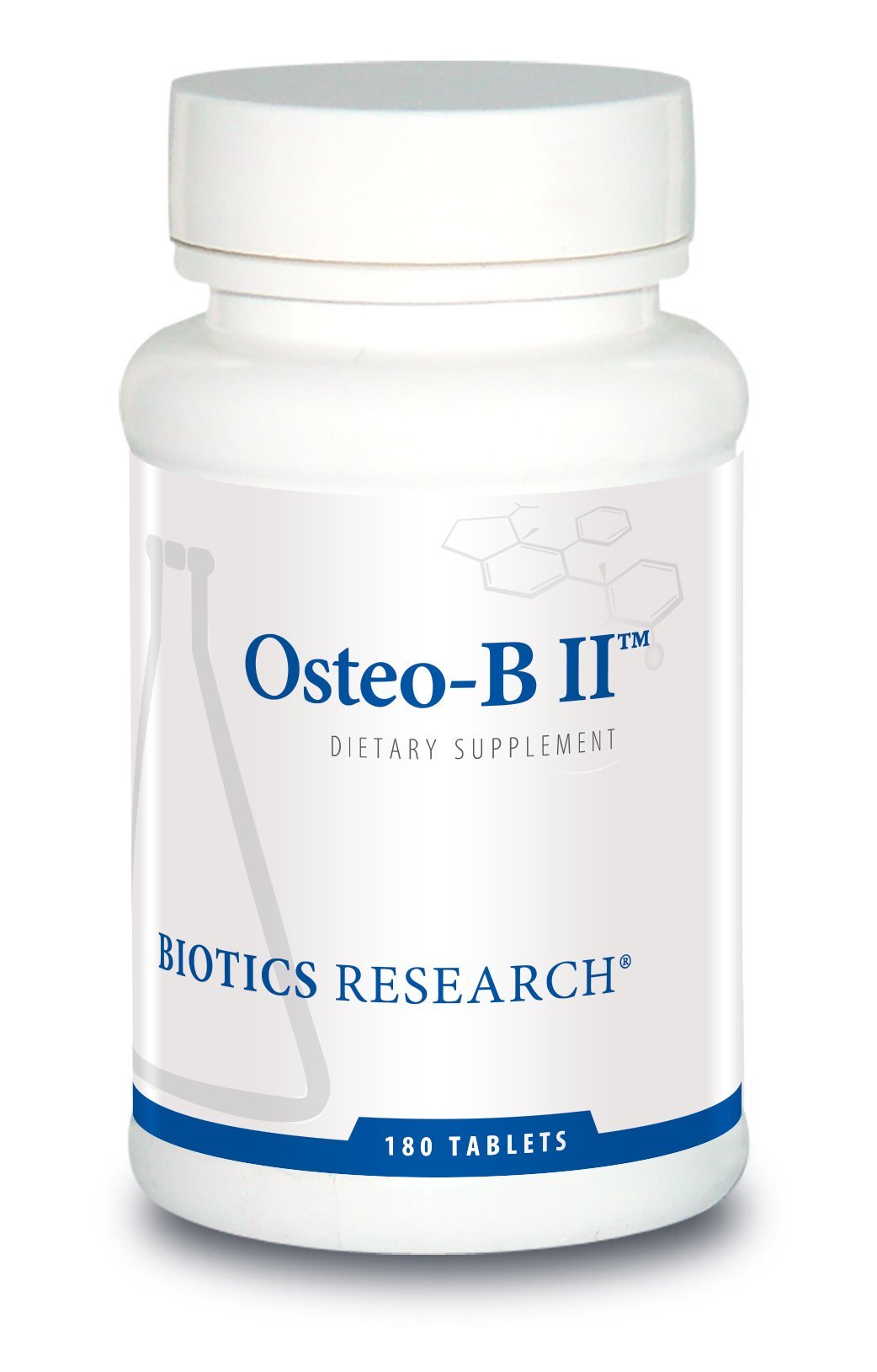 BIOTICS RESEARCH Osteo B II bottle with easy-to-swallow tablets for daily bone support.
