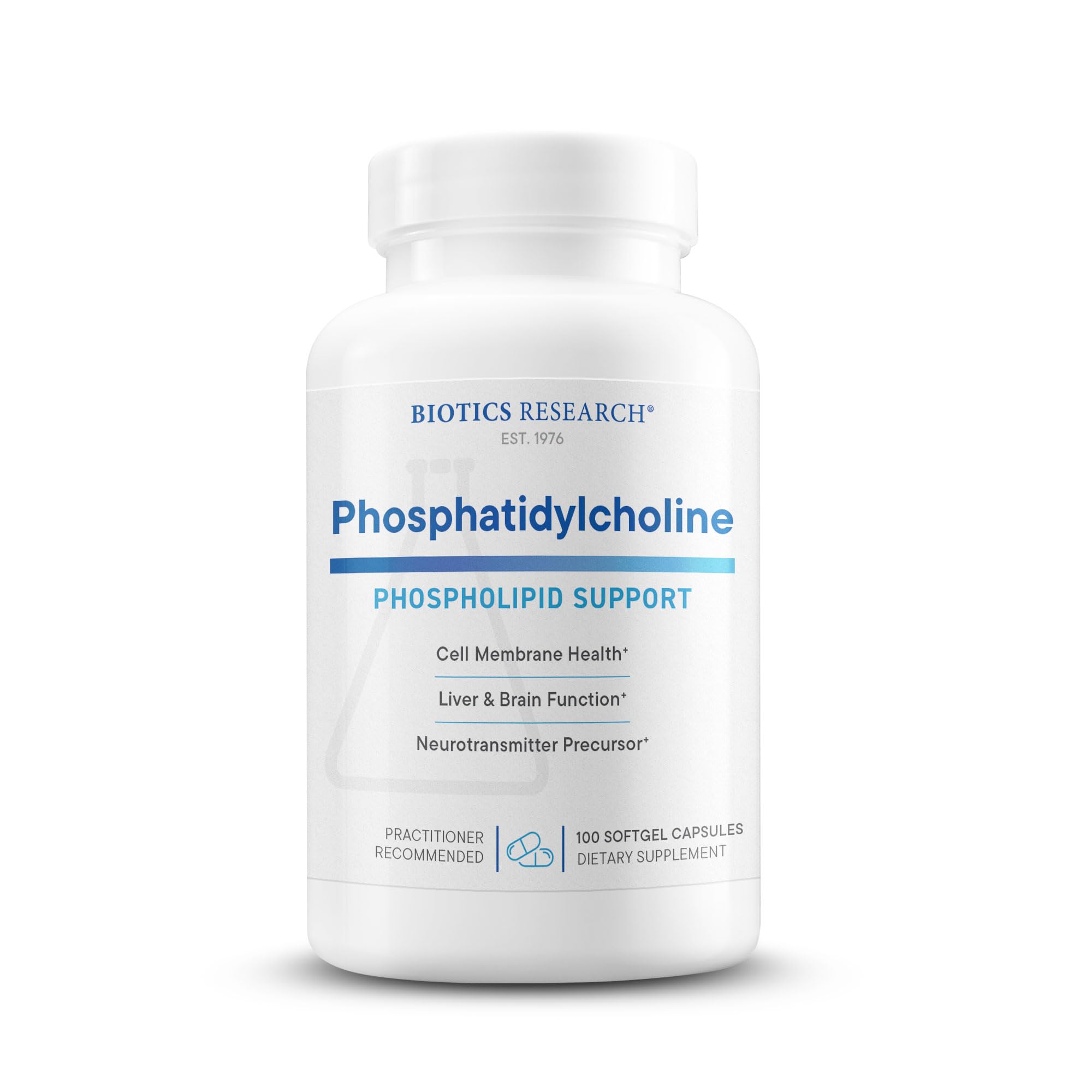 Biotics Research phosphatidylcholine bottle closeup for liver and brain support