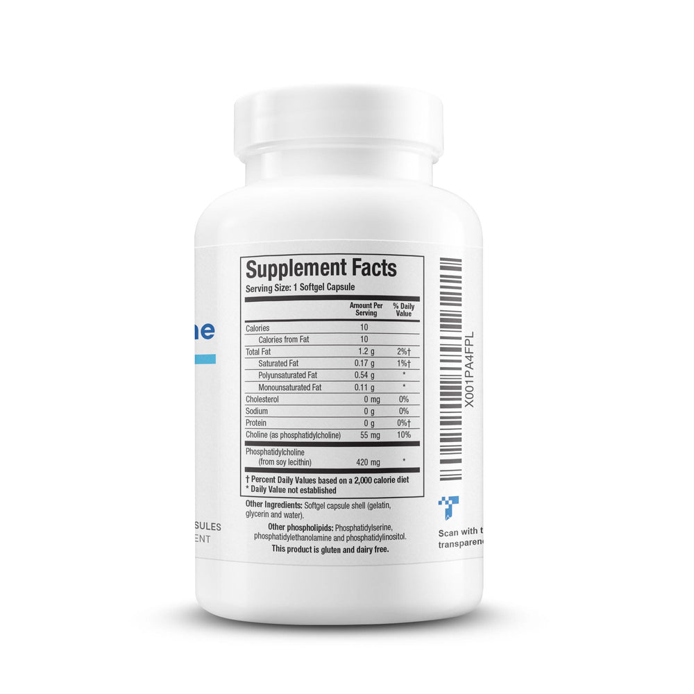 Biotics Research softgel capsules in package highlighting lecithin-derived phosphatidylcholine benefits