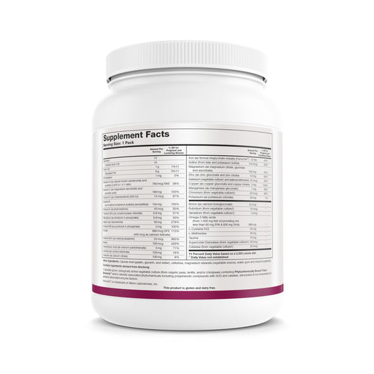 Biotics Research Pre-Natal Packs bottle close-up emphasizing omega-3 content