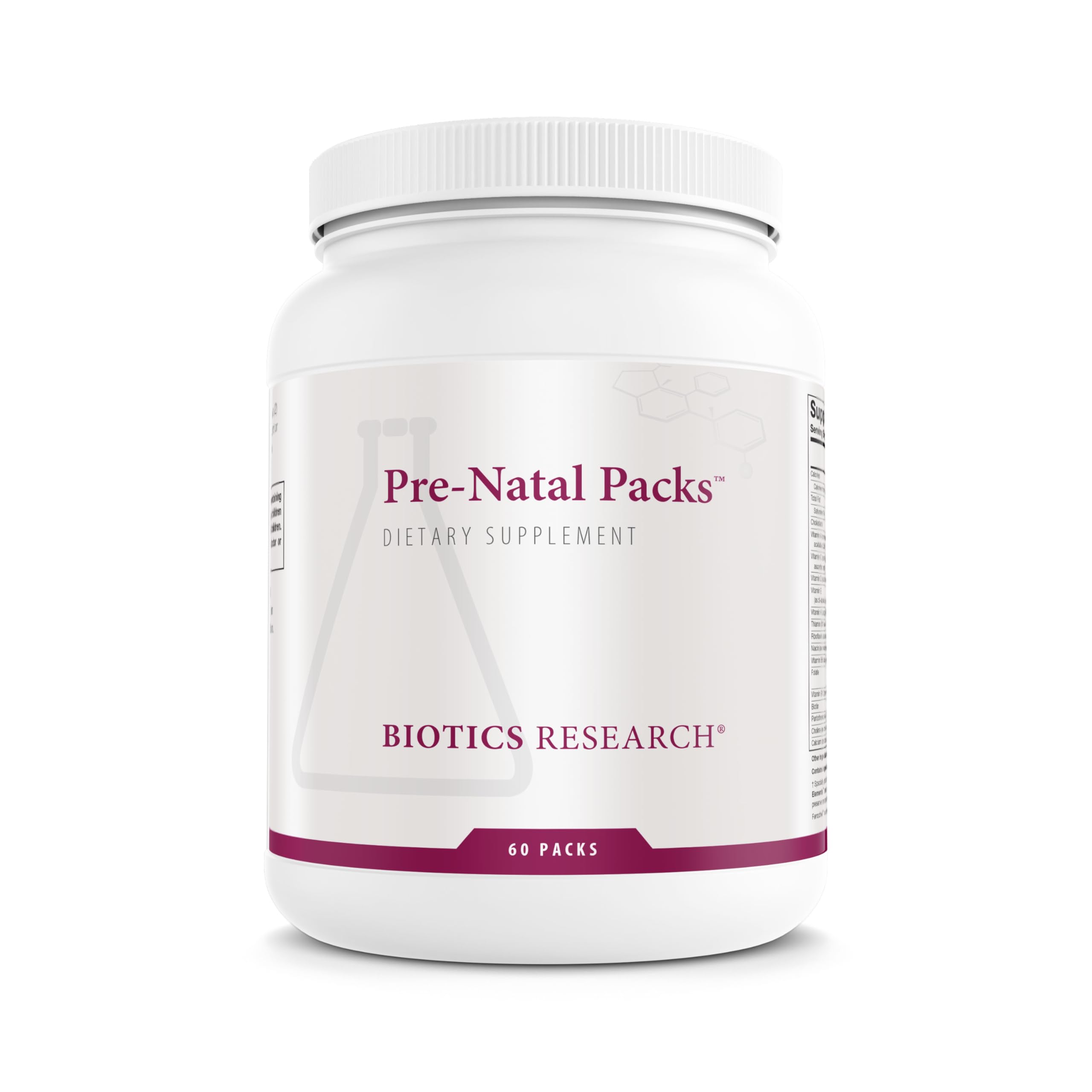 Biotics Research Pre-Natal Packs front label highlighting full-spectrum prenatal nutrition