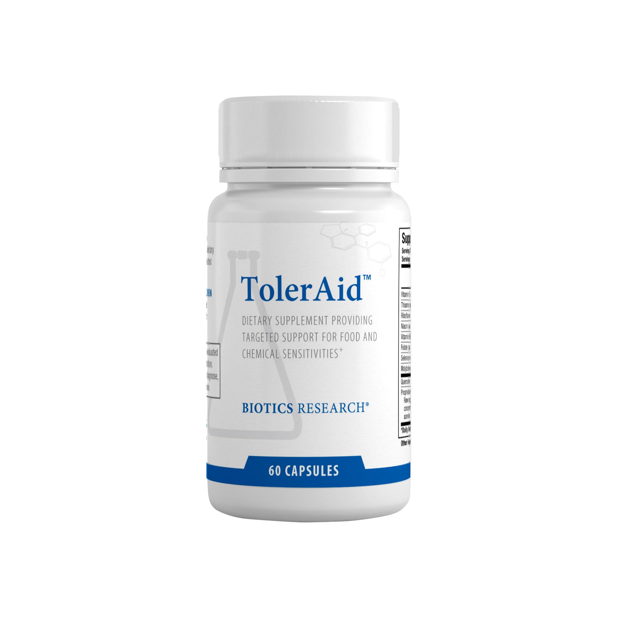 Biotics Research TolerAid bottle front showing detox support for sulfite sensitivity