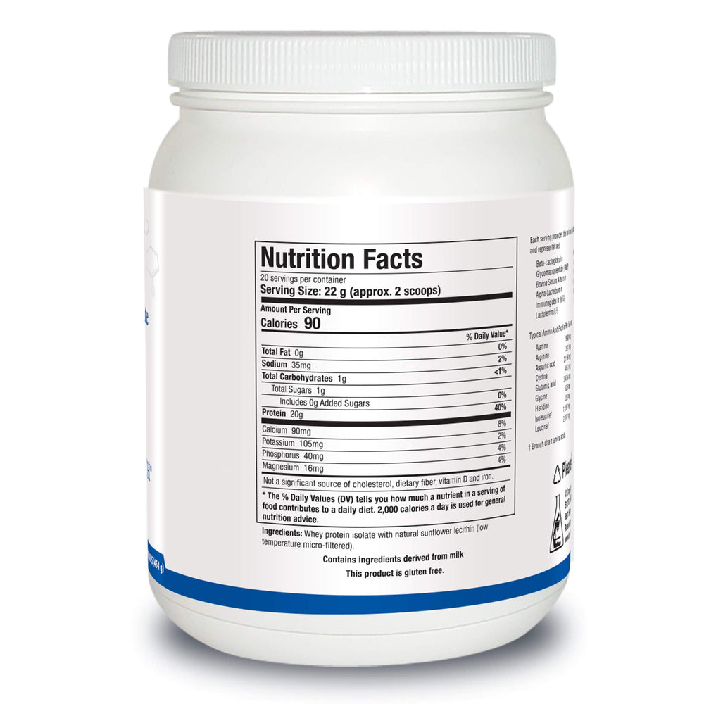 Biotics Research Whey Protein Isolate label closeup highlighting ingredients for trusted quality