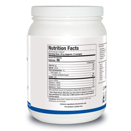 Biotics Research Whey Protein Isolate label closeup highlighting ingredients for trusted quality