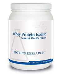 Biotics Research Whey Protein Isolate Vanilla bottle front for premium protein at any time