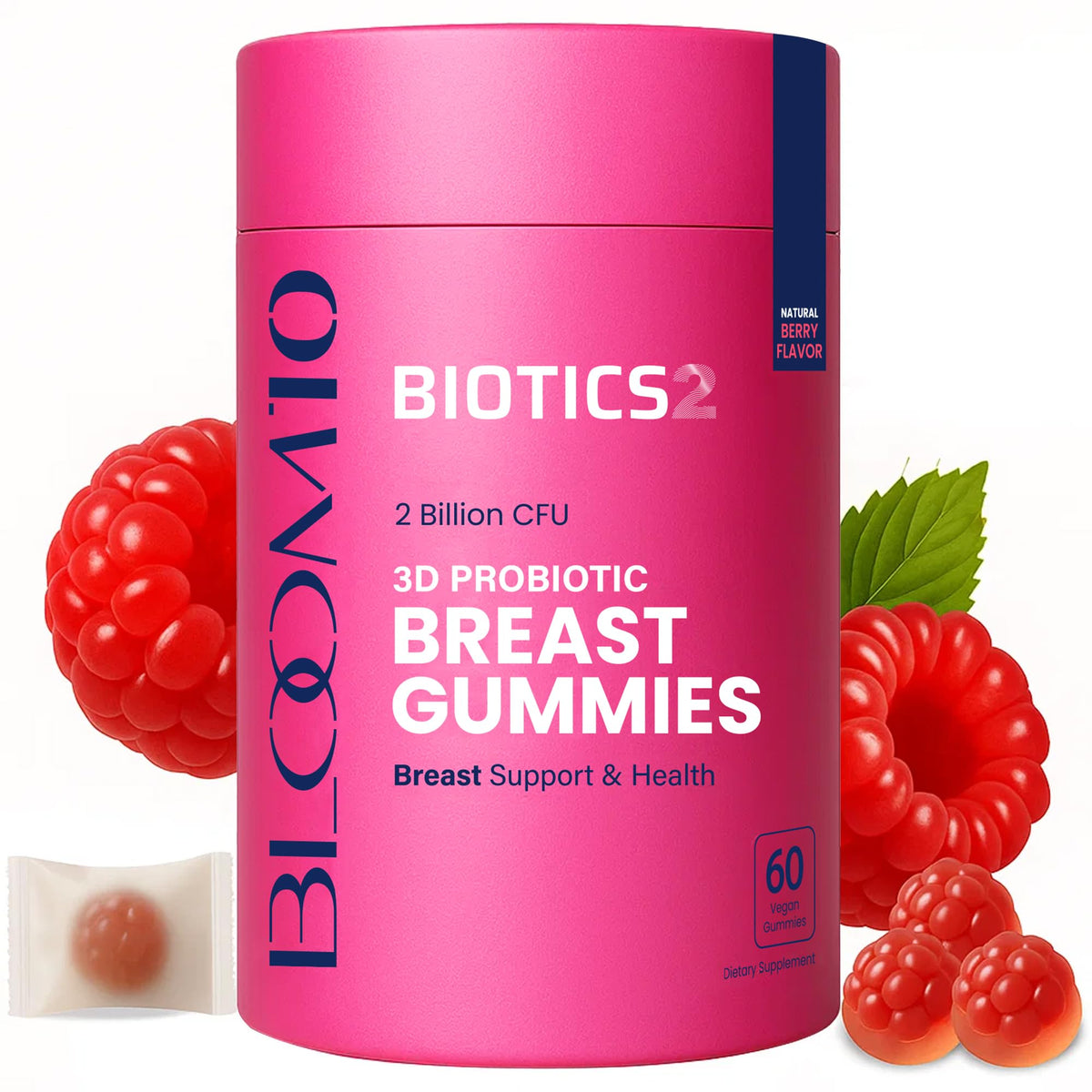 Biotics2 Bloom10 bottle front view for daily breast support