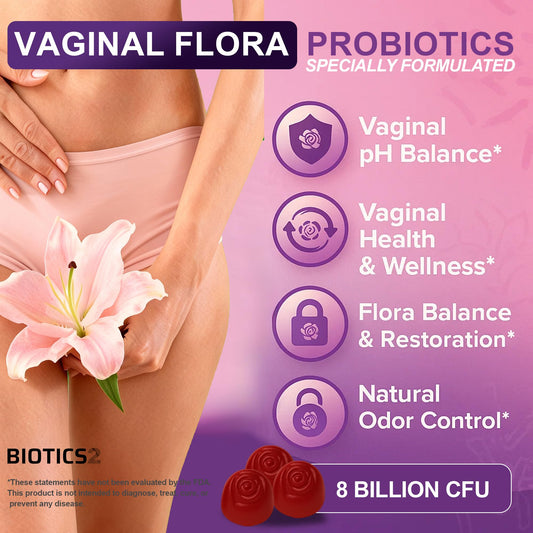 Close-up of Flora12 strawberry gummies for daily wellness.