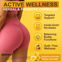 Gummies close-up showing probiotic blend for gut balance.