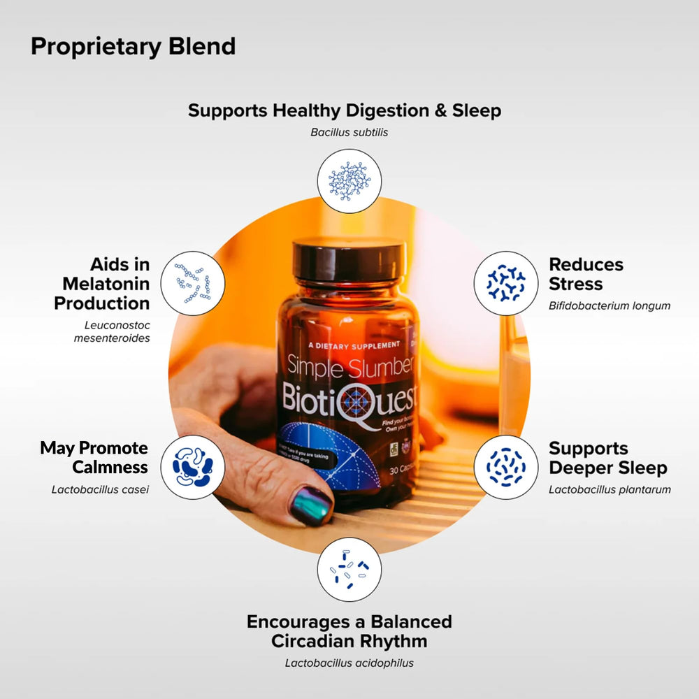 BiotiQuest Simple Slumber night-routine setup for evening supplement use.