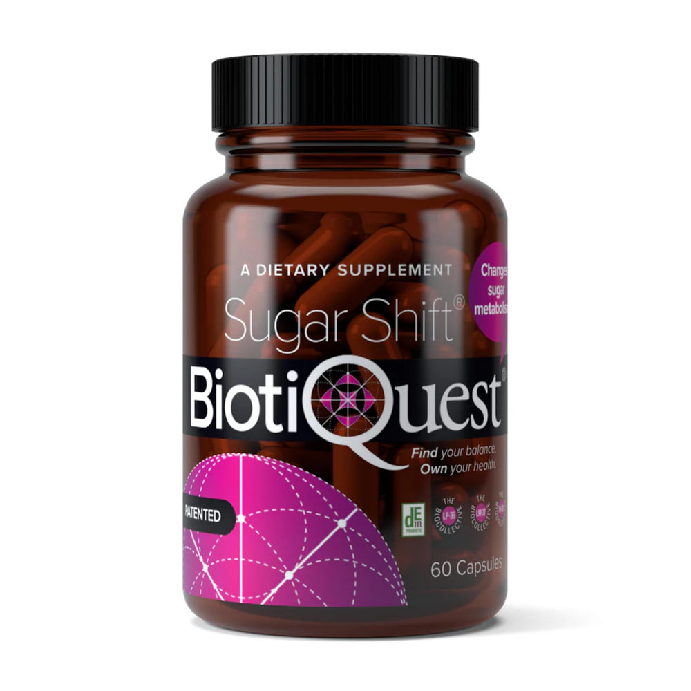 BiotiQuest Sugar Shift bottle with capsules for convenient daily use toward cravings management.