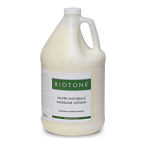 Biotone Nutri-Naturals Massage Lotion gallon bottle with smooth glide for full-body massage