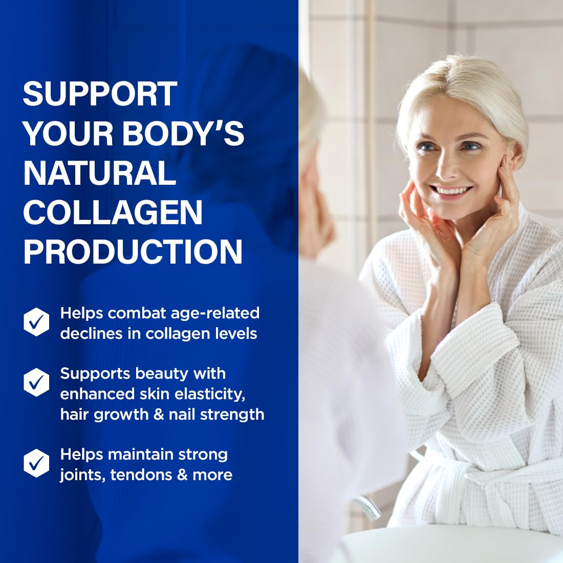 BioTrust Ageless Collagen Booster capsules showing nails and hair health potential.