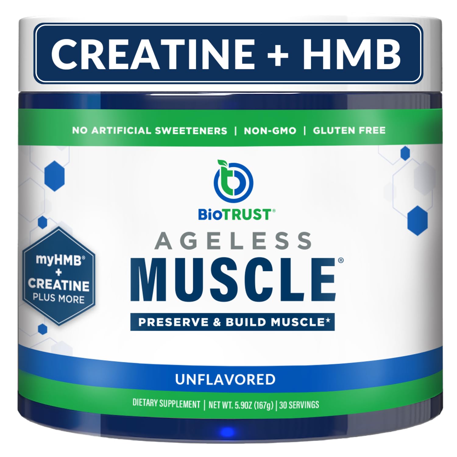 BioTrust Ageless Muscle bottle signaling lean strength support for aging adults