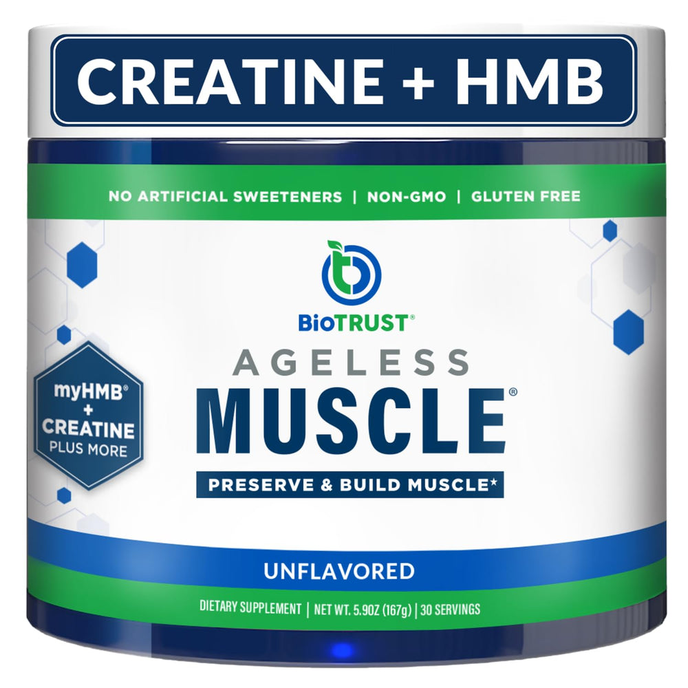 BioTrust Ageless Muscle bottle signaling lean strength support for aging adults