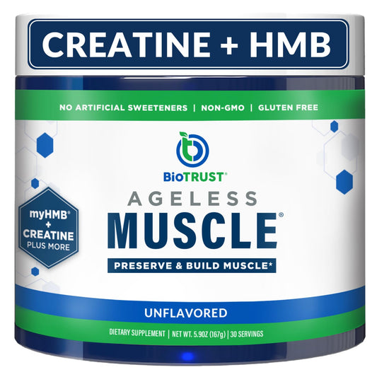 BioTrust Ageless Muscle bottle signaling lean strength support for aging adults