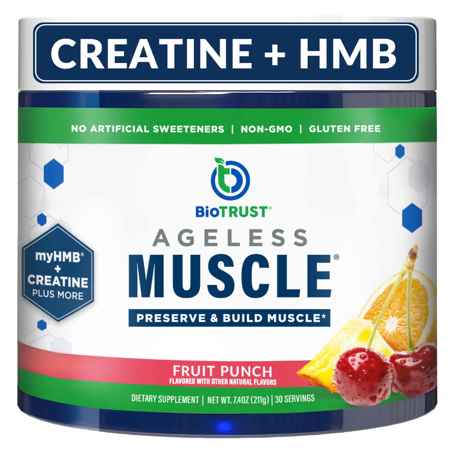 BioTrust Ageless Muscle tub label highlights premium formula