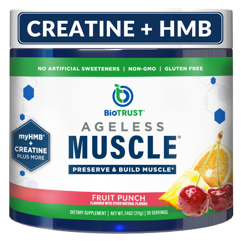 BioTrust Ageless Muscle tub label highlights premium formula