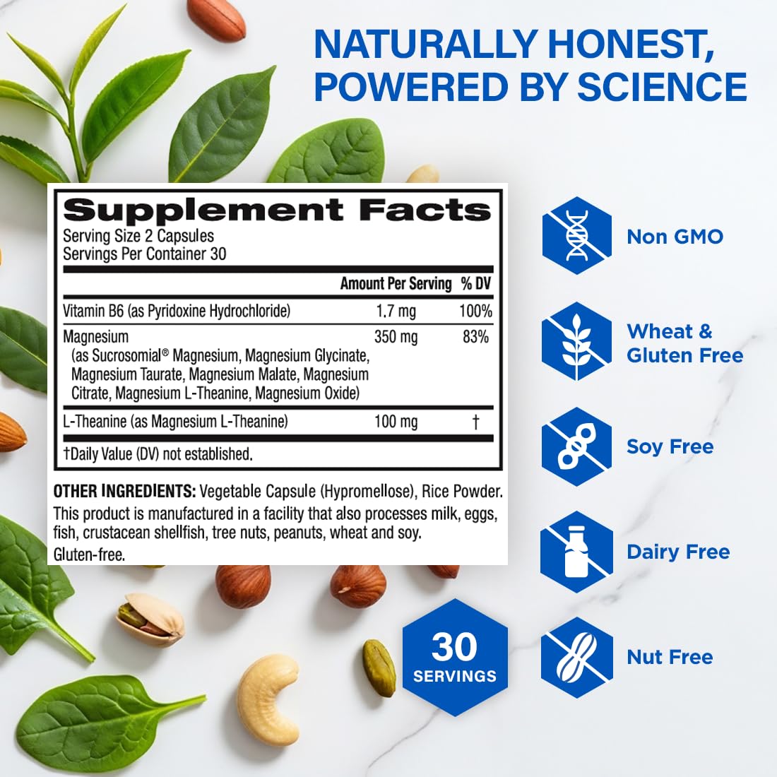 Infographic style graphic showing seven magnesium forms in the BioTrust blend