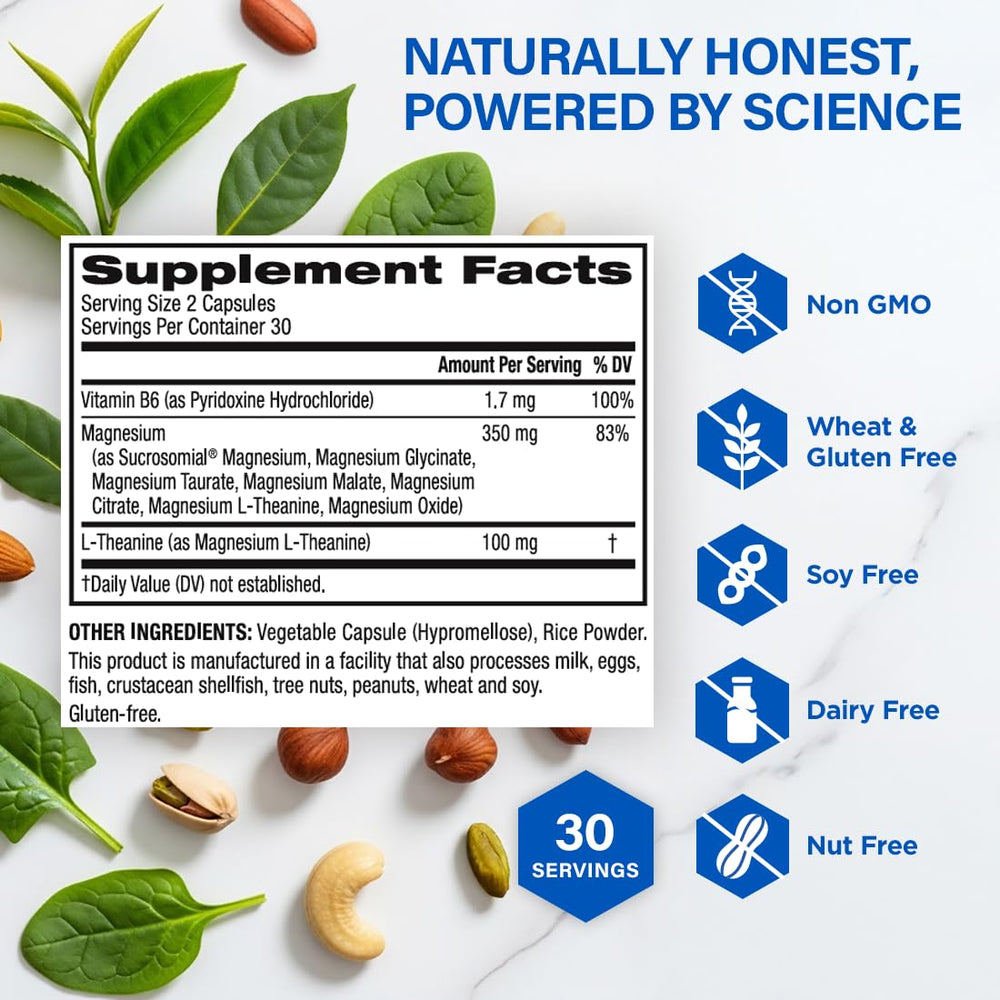 Infographic style graphic showing seven magnesium forms in the BioTrust blend