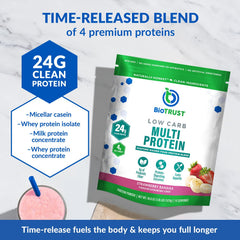 BioTrust Strawberry Banana shake glass ready for a post-workout drink