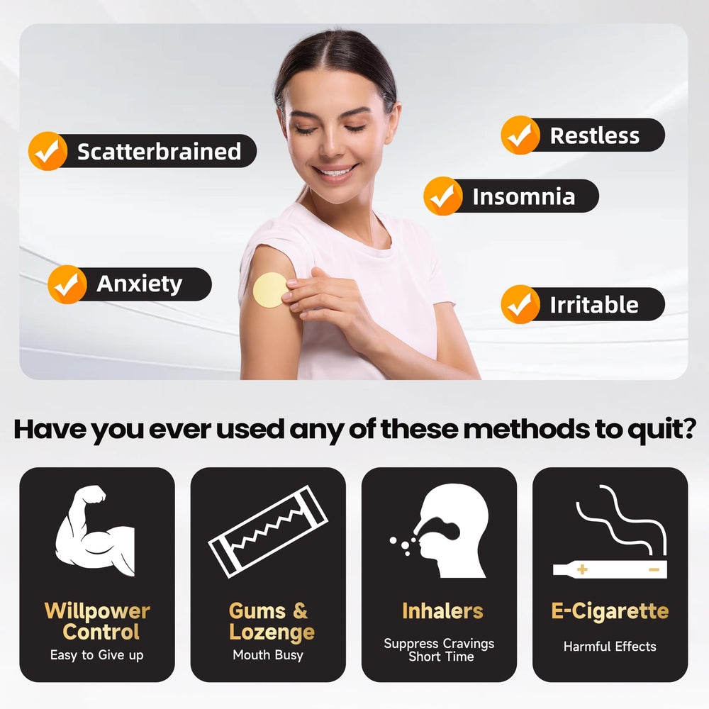 Biovikoting nicotine patches on arm, illustrating simple daily application
