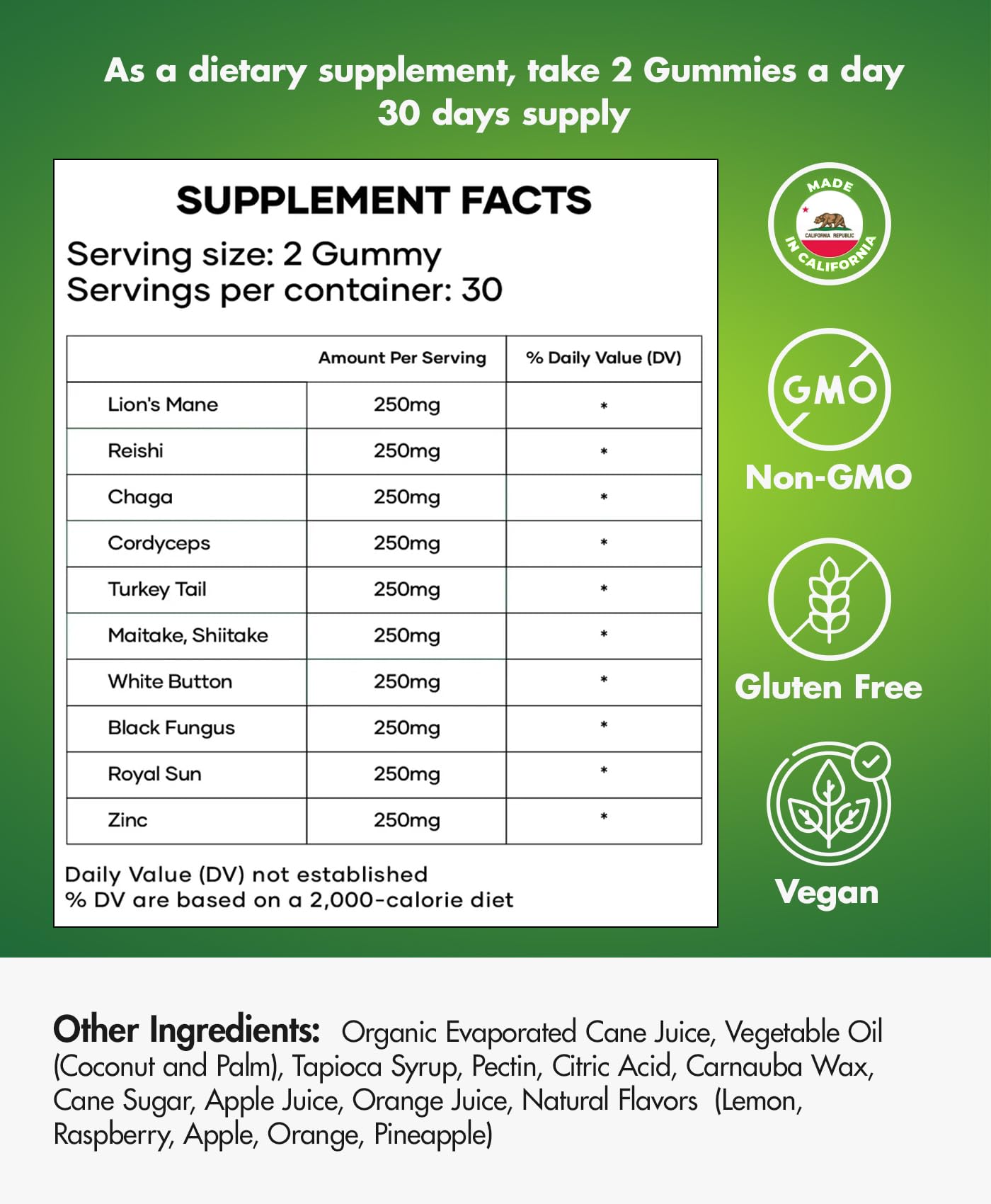 BIO VITALICA label shows 10-mushroom blend for daily use