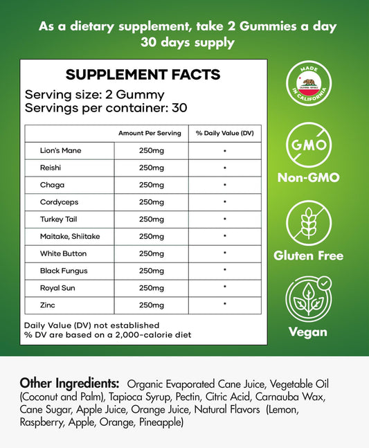 BIO VITALICA label shows 10-mushroom blend for daily use