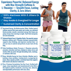 BioWisdom bottle label highlighting no jitters and sustained alertness for focus.