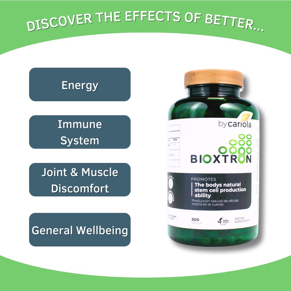 Bioxtron AFA Stem Cell Supplement capsules close-up emphasizing joint flexibility and daily use