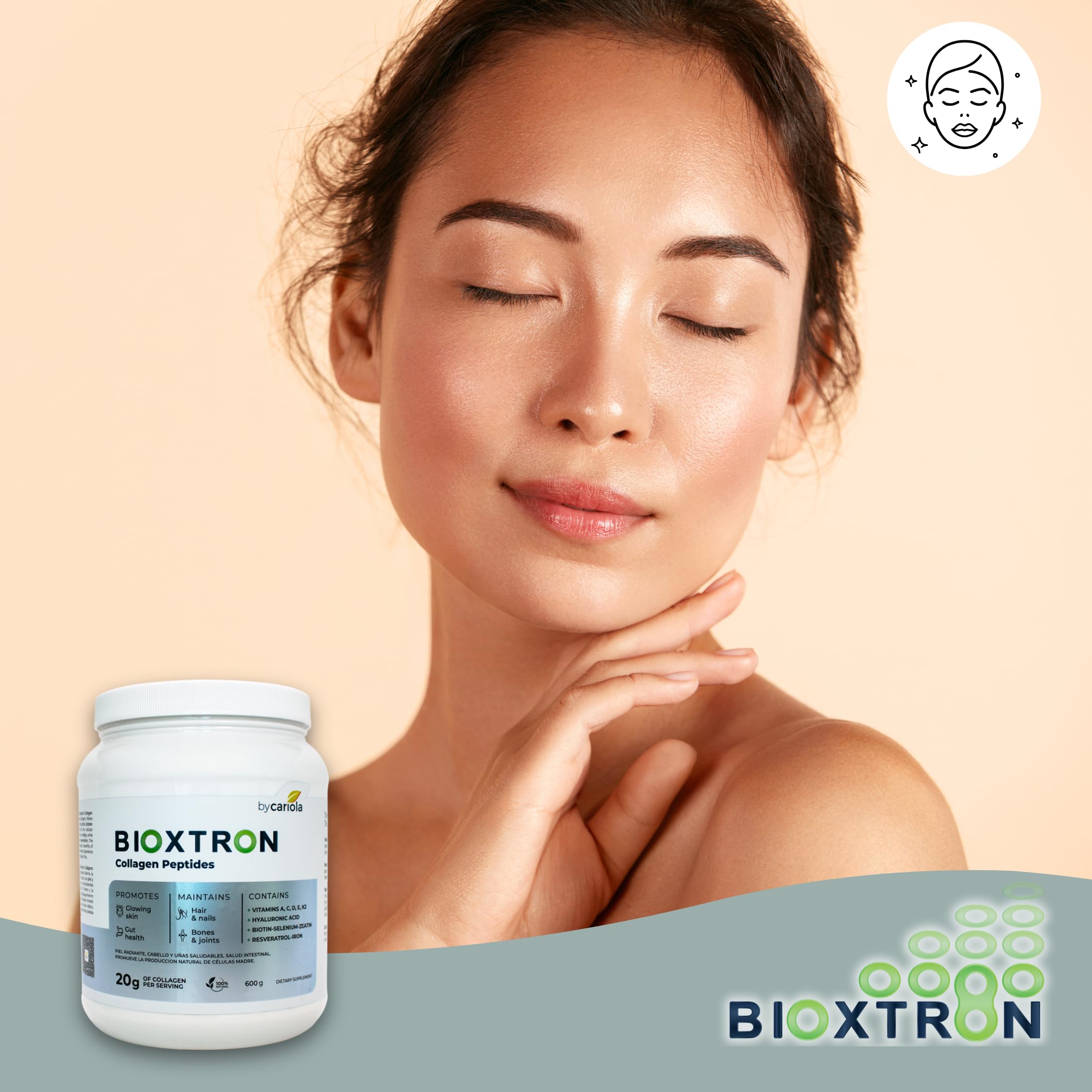 Bioxtron Collagen Peptides Powder supports hair and nail health with beauty nutrition.