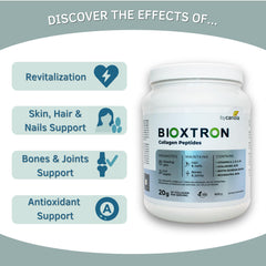 Bioxtron Collagen Peptides Powder blends into coffee or tea for skin support.
