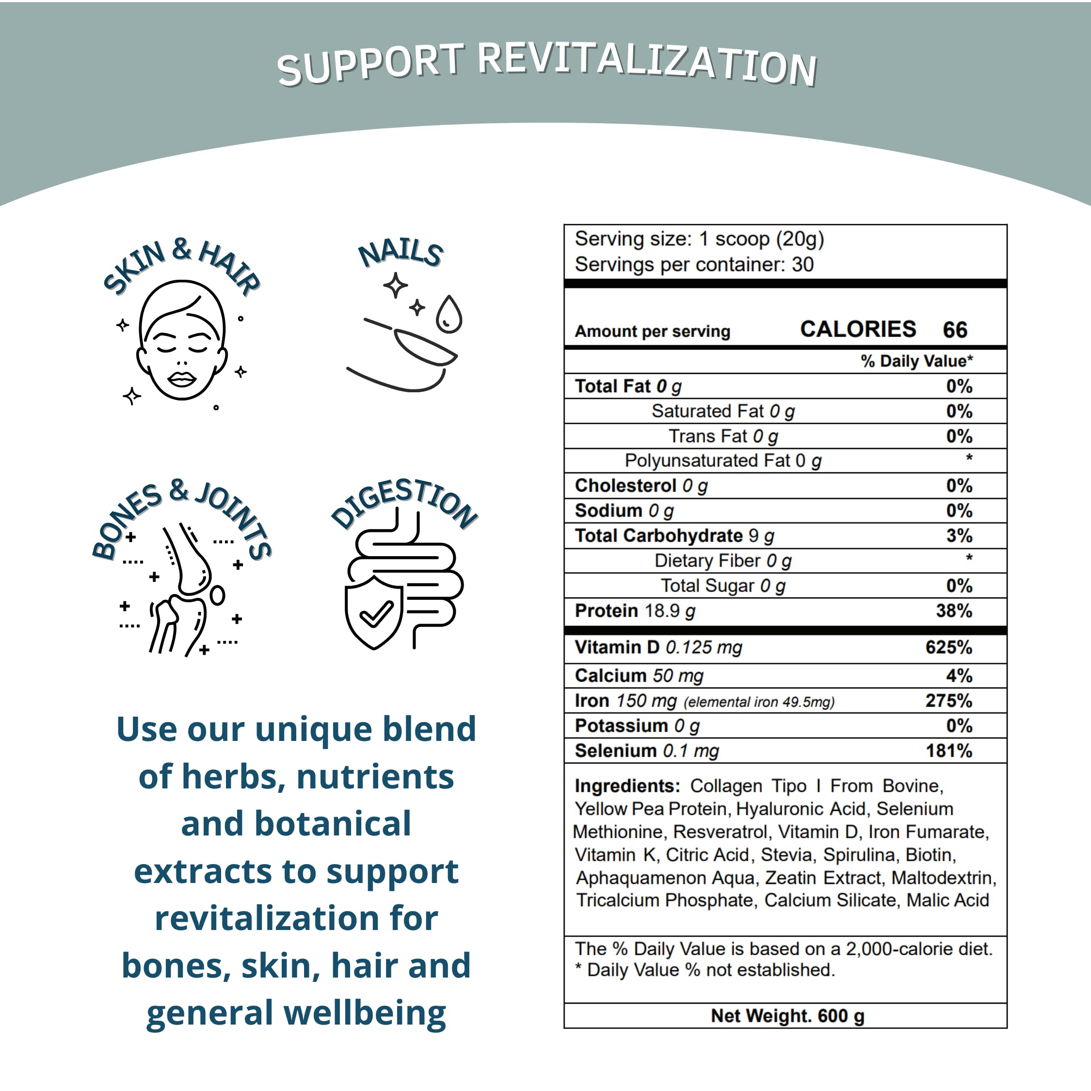 Bioxtron Collagen Peptides Powder measuring scoop ensures precise daily use.
