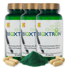 Bioxtron natural AFA stem cell supplement bottle front supports daily energy use
