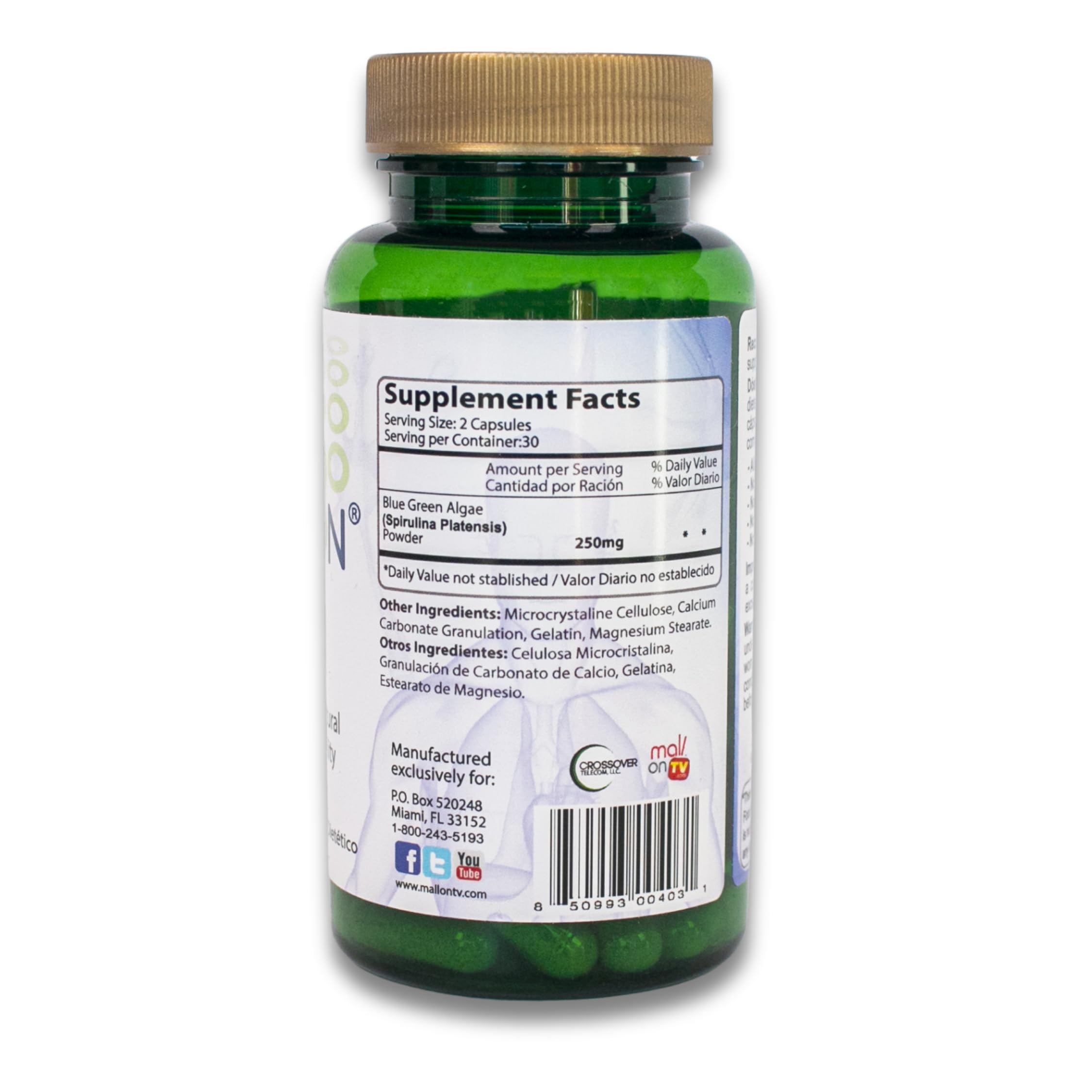 Bioxtron bottle label highlights natural AFA stem cell formula