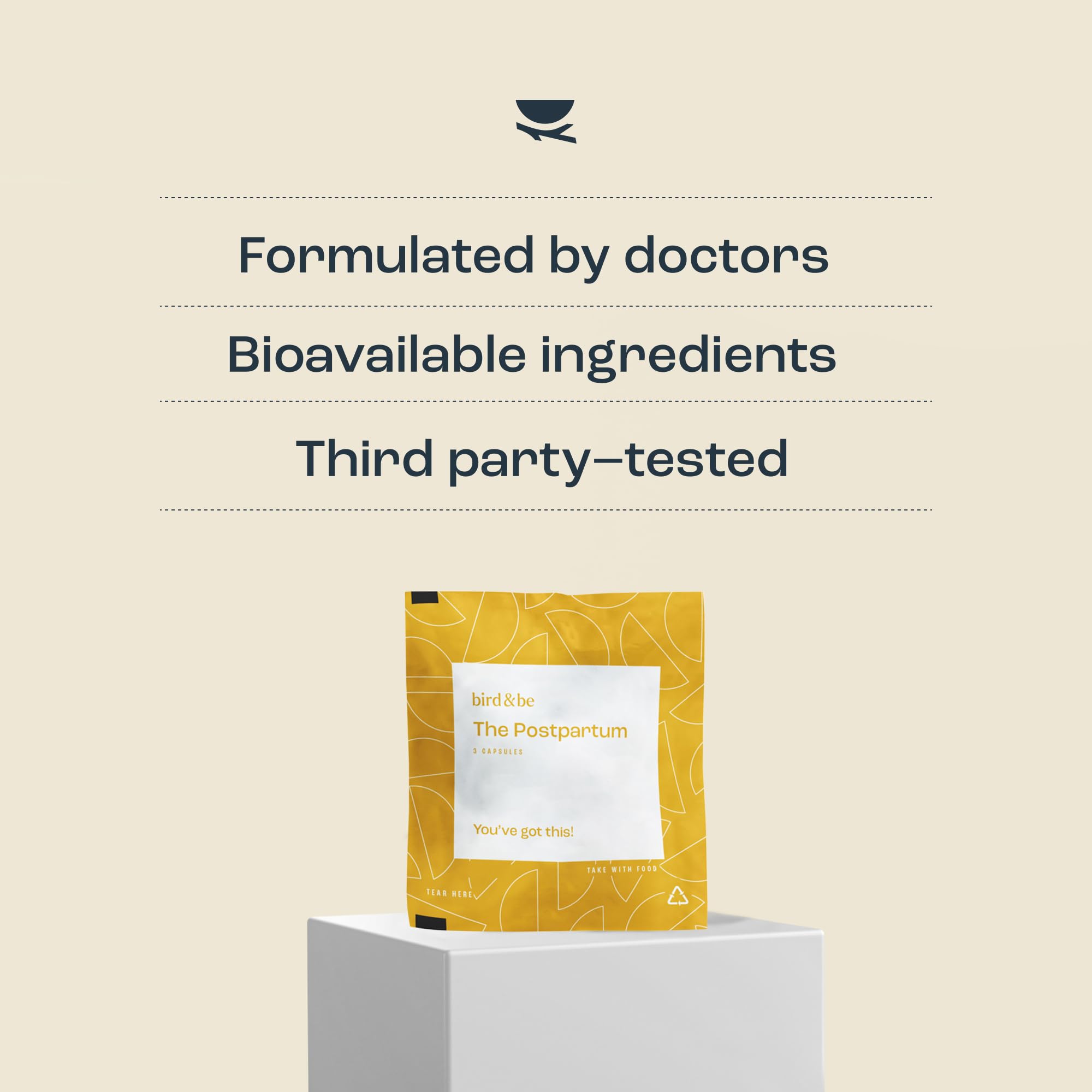 bird&be Postpartum hair regrowth ingredients like Biotin and Zinc.